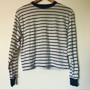 brandy melville white/navy striped long sleeve top